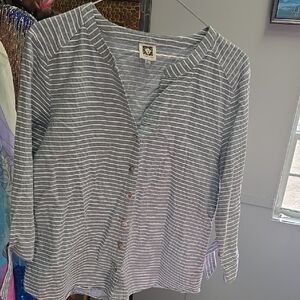 Anne Klein Gray Striped Shirt
